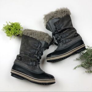 Sorel Joan of Arctic Black Gray Suede Boots